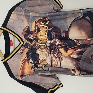 Victorius Shirt Mens L 3D Graphic Metallic 2-Sided Bold Horse Bandana EUC